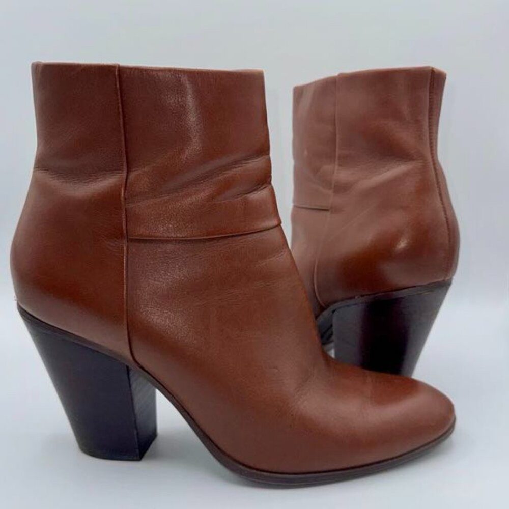 Classic Brown Leather Heeled Ankle Boots